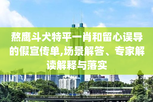 熬鷹斗犬特平一肖和留心誤導(dǎo)的假宣傳單,場(chǎng)景解答、專家解讀解釋與落實(shí)